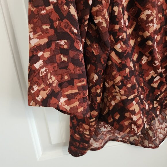Abstract Patterned Long-Sleeve Blouse With Earth Tones By Prologue XXL - Picture 3 of 7